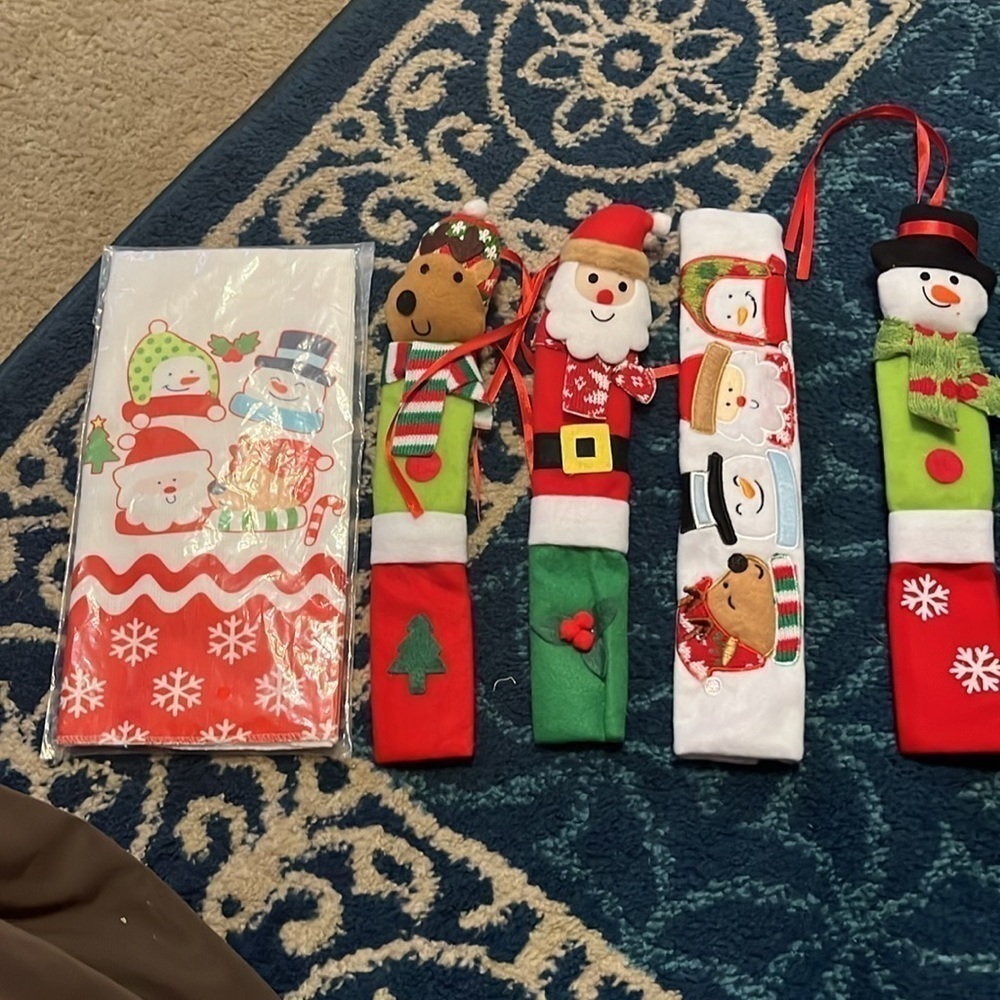 NEW 5 pieces christmas kitchen appliance handle covers set